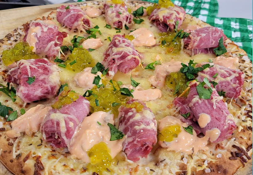 The Balancing Act Image- Corned Beef Reuben Pizza