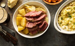 STOUT BRAISED CORNED BEEF WITH COLCANNON