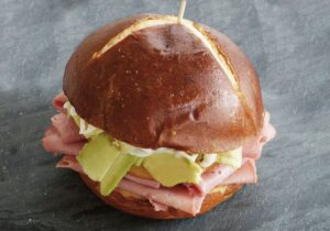 CORNED BEEF WITH AVOCADO AND GARLIC AIOLI