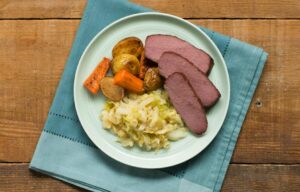 STOUT AND BROWN SUGAR CORNED BEEF DINNER