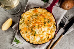 CORNED BEEF SHEPHERDS PIE WITH HORSERADISH POTATOES