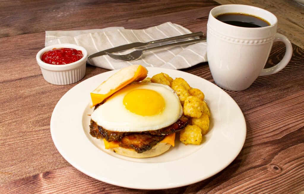 HICKORY SMOKED BRISKET BREAKFAST SANDWICH WITH CHIPOTLE AIOLI