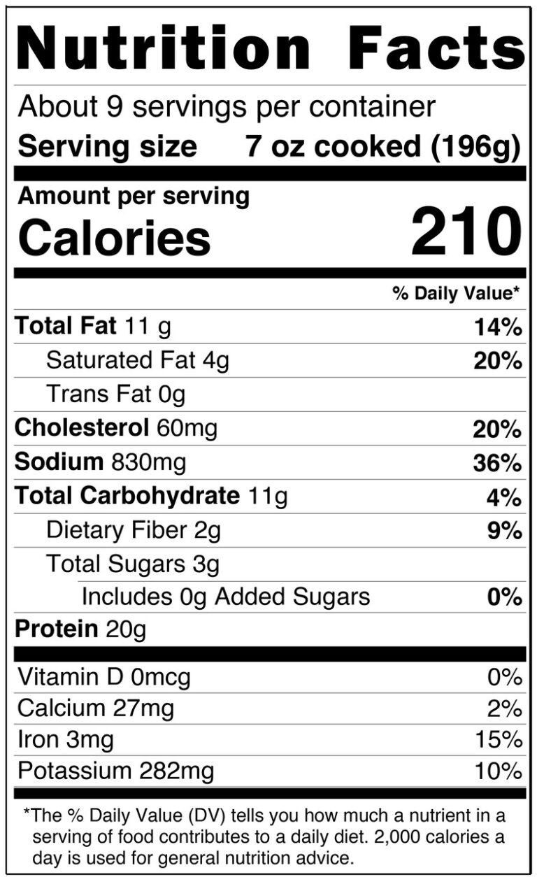 CORNED BEEF ONE POT MEAL Nutrition Facts